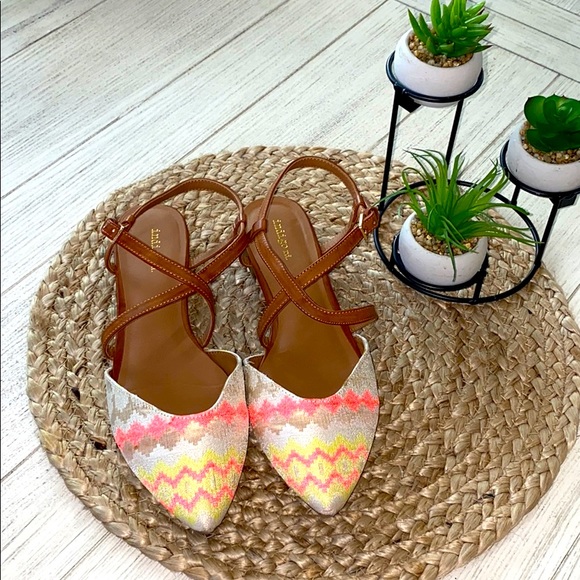 Indigo Shoes - Indigo run ballet flats coral and yellow size 9.5